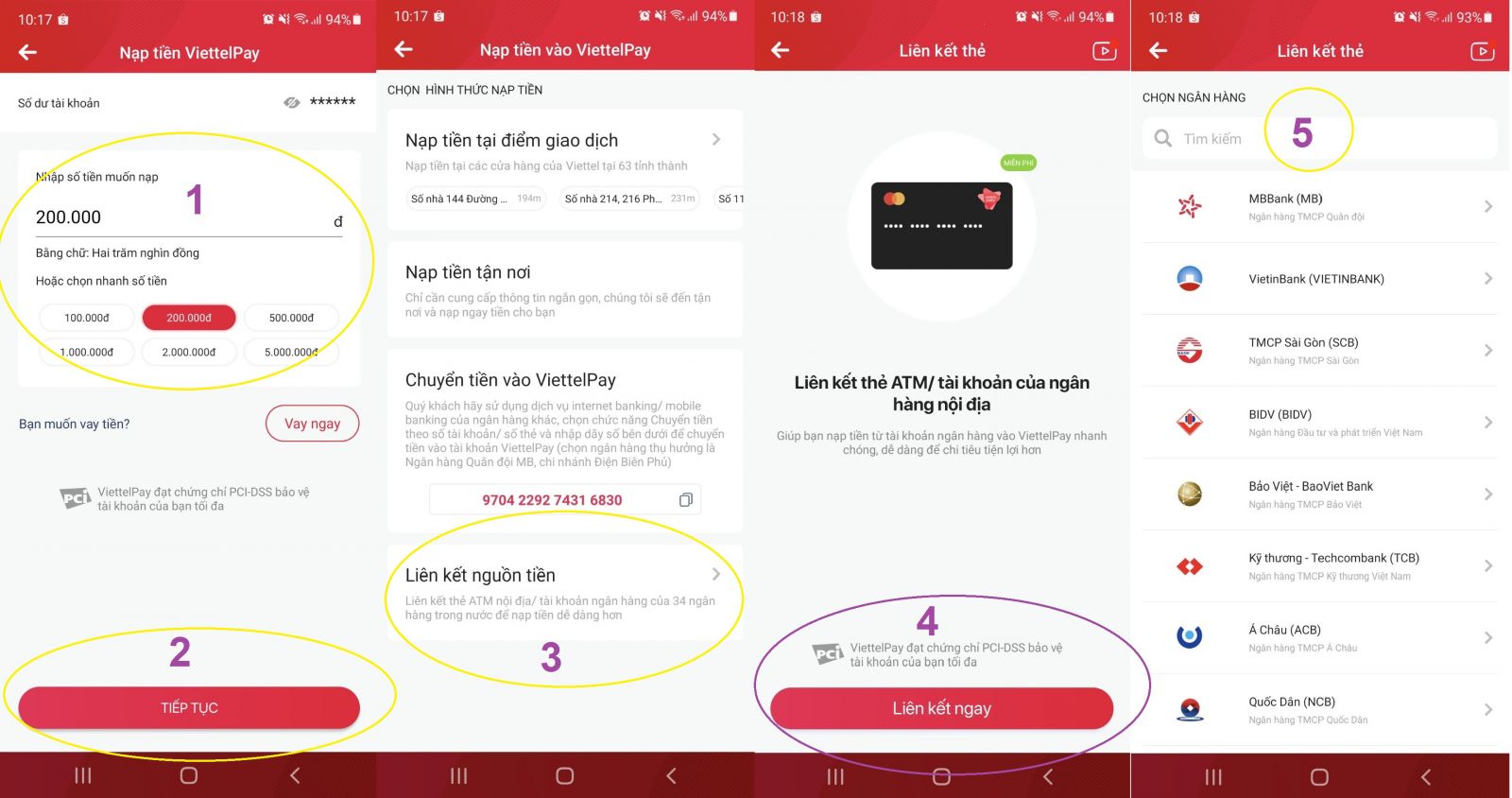 Nạp qua app Viettel Pay hiện đại