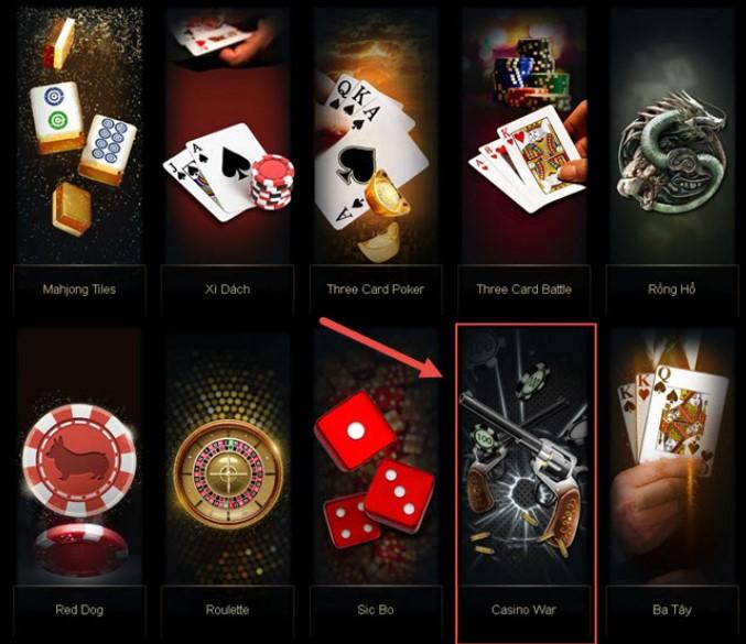 Chọn trò Casino War Kubet88